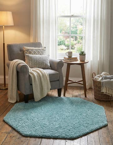 Turquoise Everyday Shag Octagon Rug