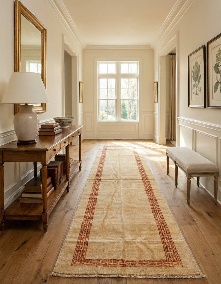 Detail image of 2' 8 x 9' 7  Hand Knotted Peshawar Ziegler Runner Rug