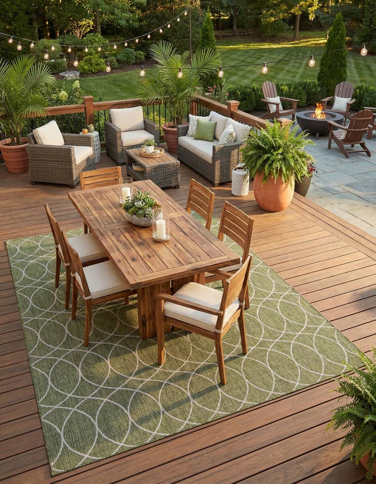 Detail image of  9' x 12'  Washable Lattice Indoor / Outdoor Rug