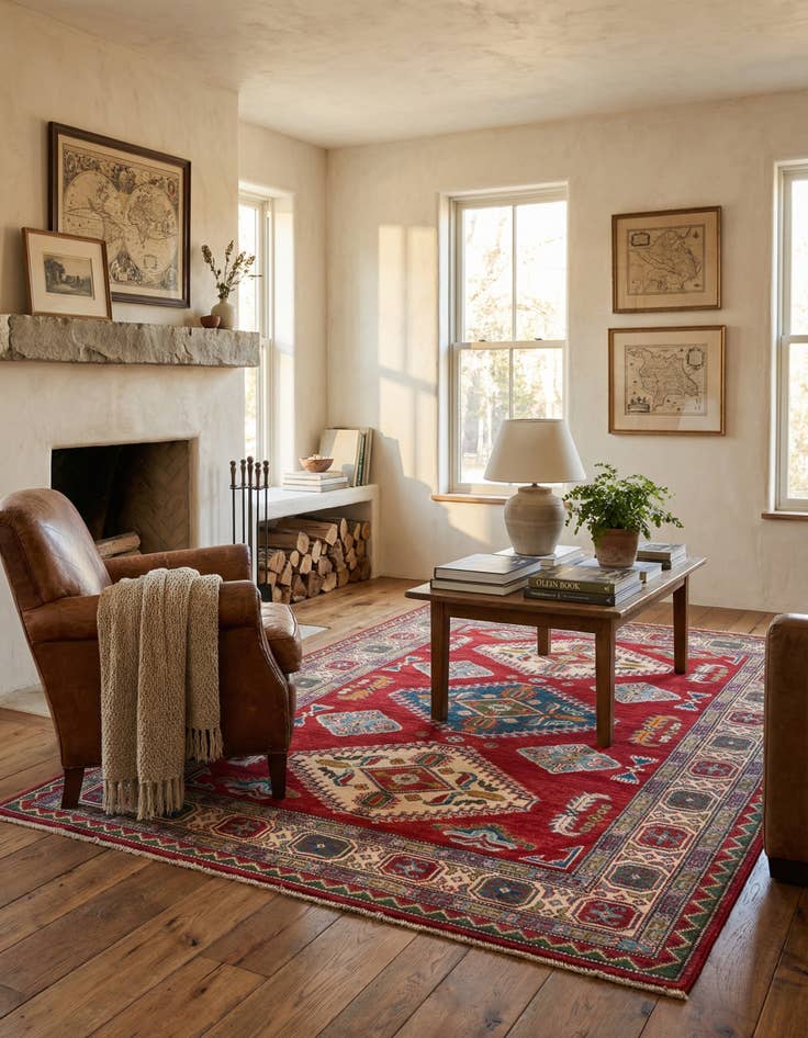 Detail image of  4' 1 x 6'  Hand Knotted Kazak Rug