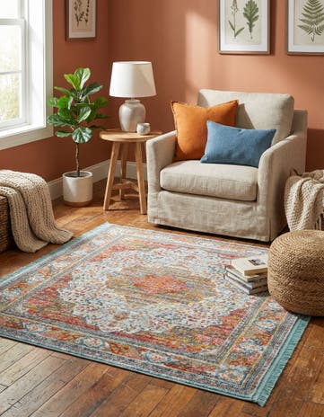 Light Blue Santiago Square Rug