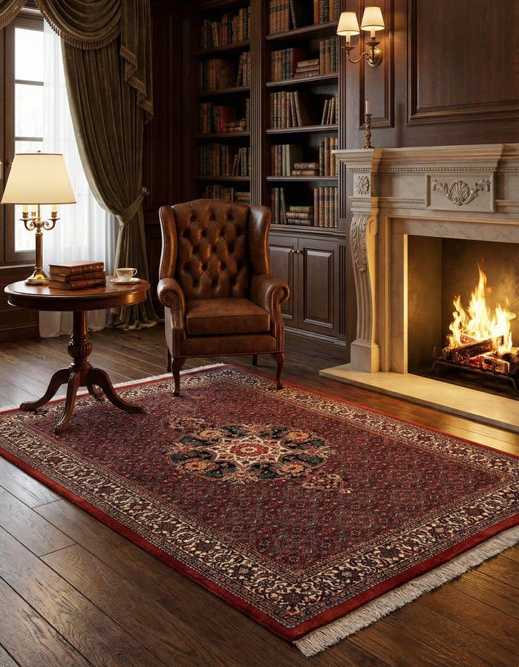 Detail image of 3' 9 x 6' Bidjar With Silk Rug