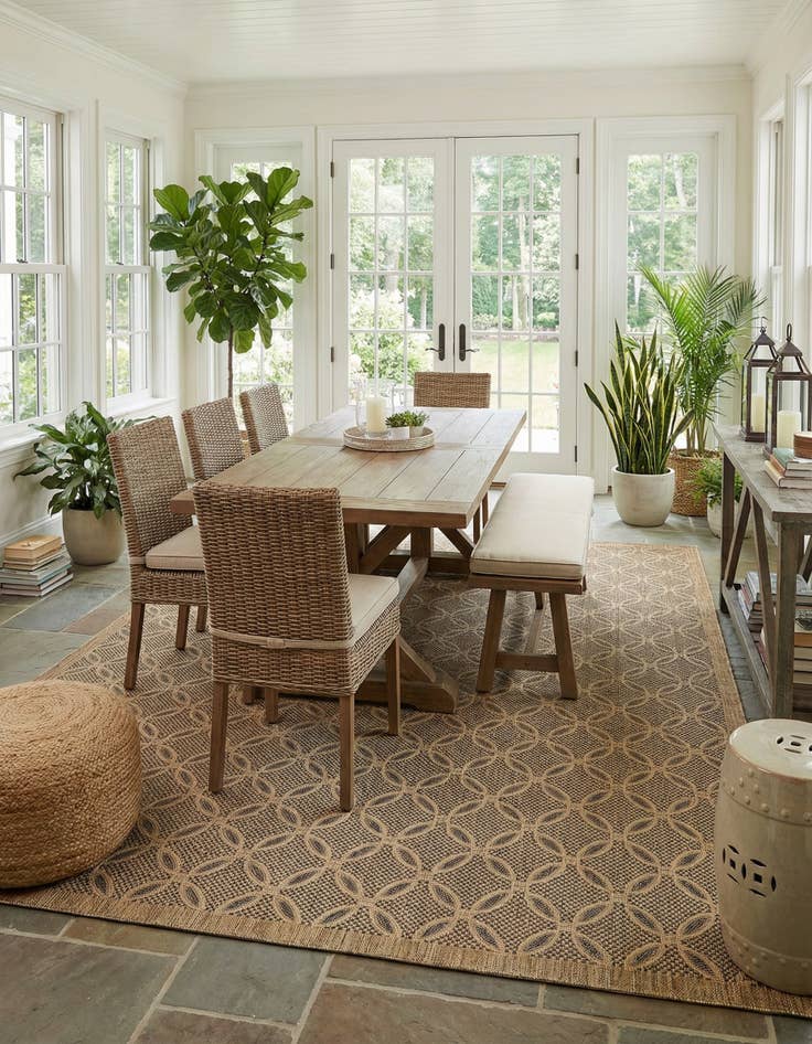 Detail image of  9' x 12' 2  Washable Lattice Indoor / Outdoor Rug