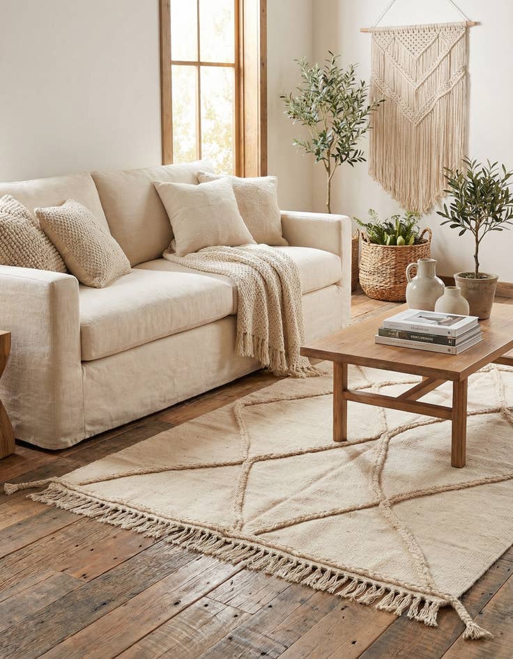 Detail image of  3' 7 x 4' 10  Hand Knotted Moroccan Wool Rug