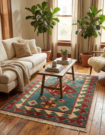 3' 2 x 4' 6 Hand Knotted Kazak Rug