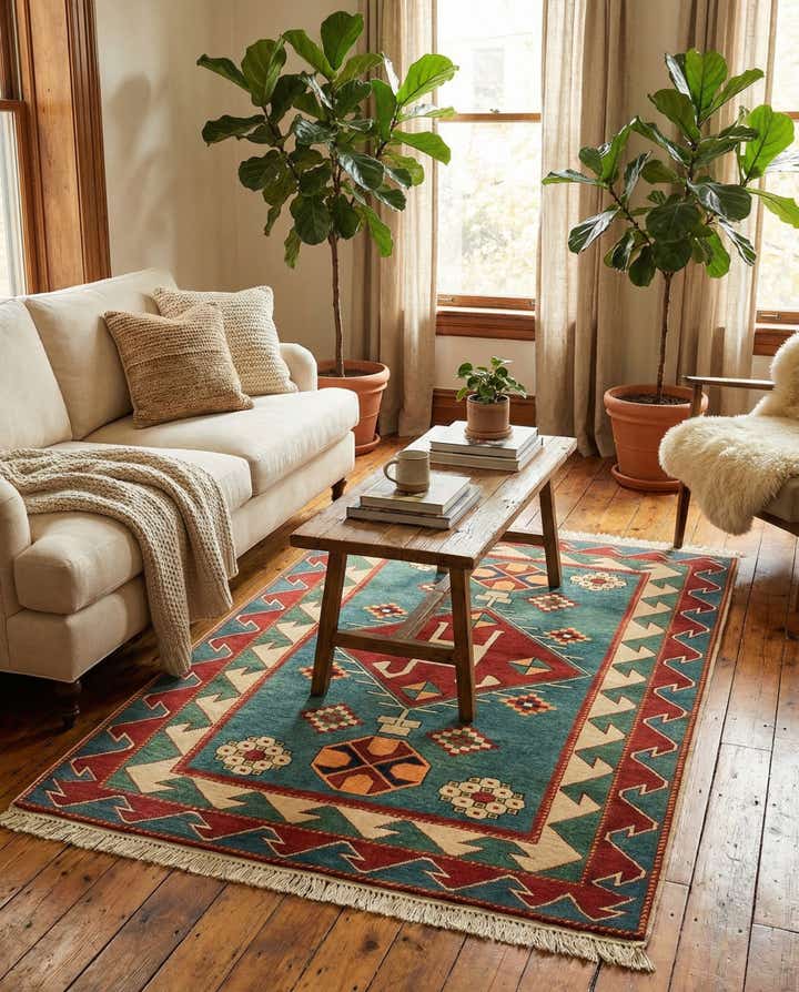 3' 2 x 4' 6 Hand Knotted Kazak Rug