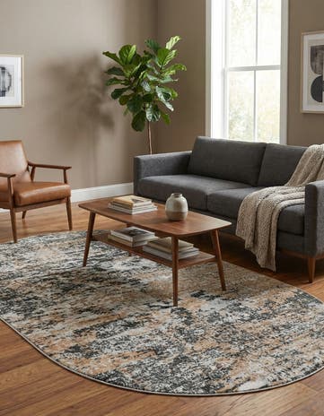 Beige Leipzig Oval Rug