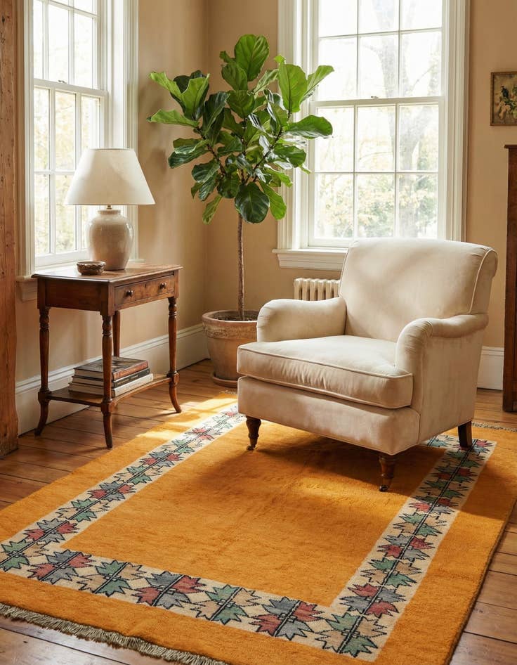 Detail image of 4' 1 x 5' 1  Hand Knotted Peshawar Ziegler Rug