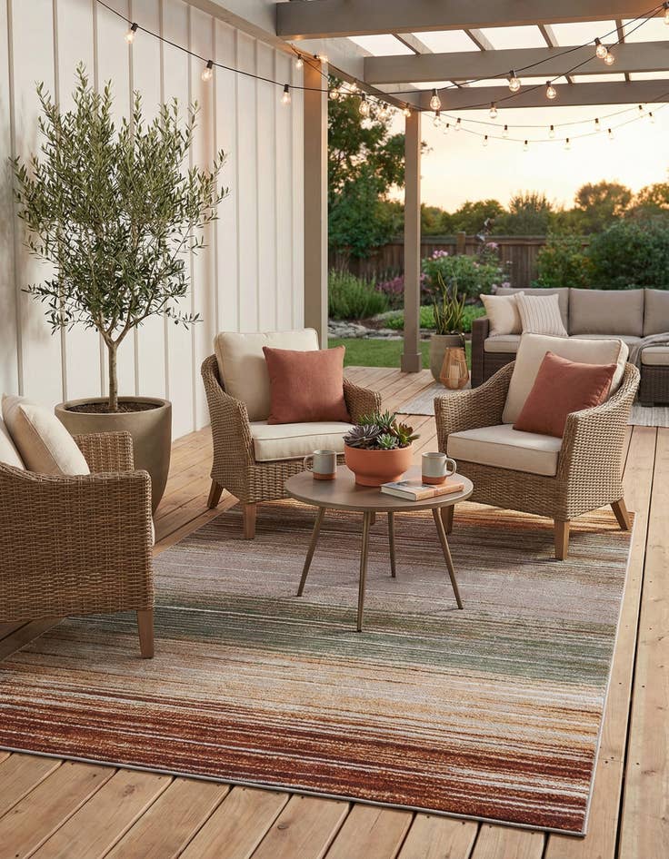 Detail image of 5' x 8'  Washable Modern Indoor / Outdoor Rug