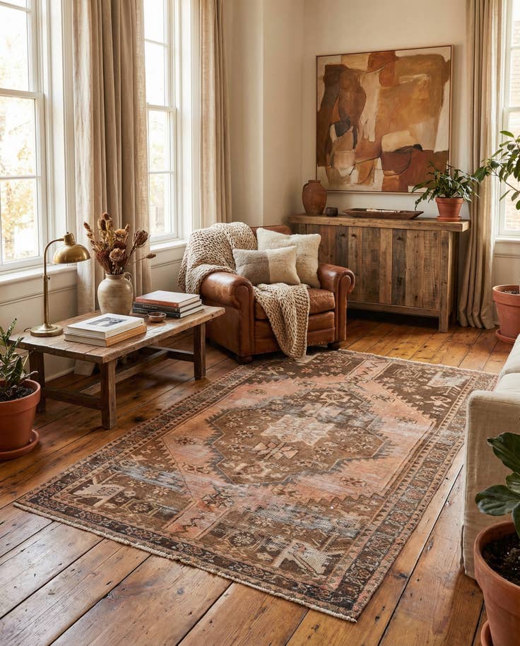 Detail image of 4' x 6' 10 Hand Knotted Ultra Vintage Persian Wool Rug