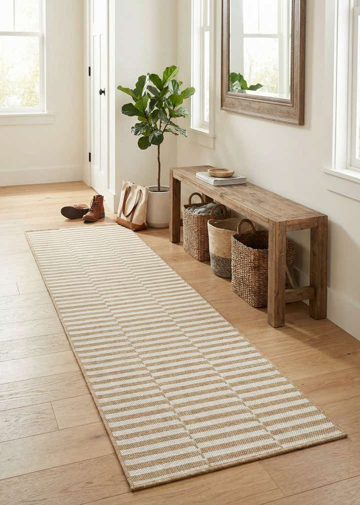 2' x 8' Easy-Clean Striped Indoor / Outdoor Runner Rug