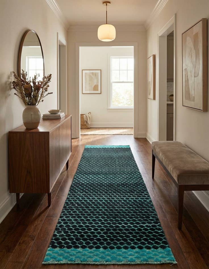 Detail image of  3' 4 x 10'  Hand Knotted Darya Wool Runner Rug