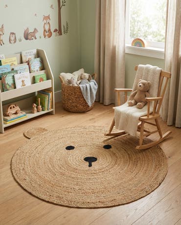  4' 1 x 4' 1 Kids Braided Jute Round Rug