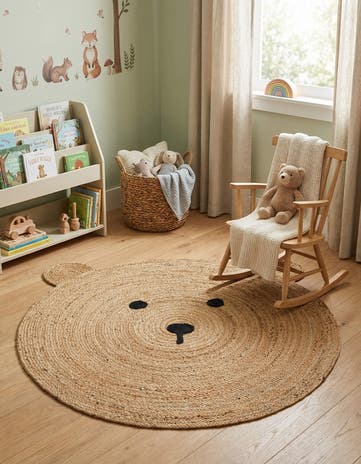 4' 1 x 4' 1 Kids Braided Jute Round Rug