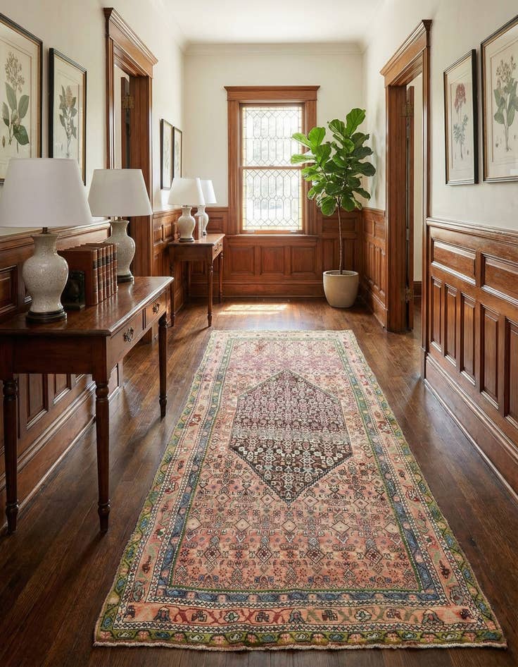 Detail image of 4' 7 x 9' 9  Hand Knotted Bidjar Persian Wool Runner Rug