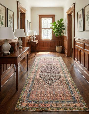 4' 7 x 9' 9 Hand Knotted Bidjar Persian Wool Runner Rug