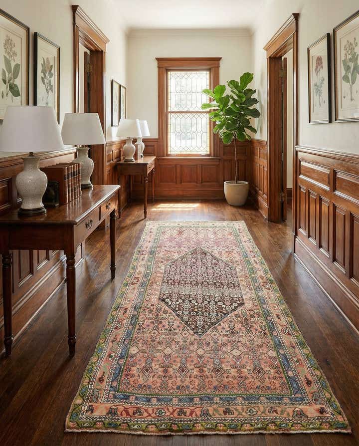 4' 7 x 9' 9 Hand Knotted Bidjar Persian Wool Runner Rug