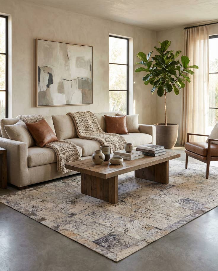 Detail image of 5' 4 x 8' 2 Cowhide - Patchwork Rug