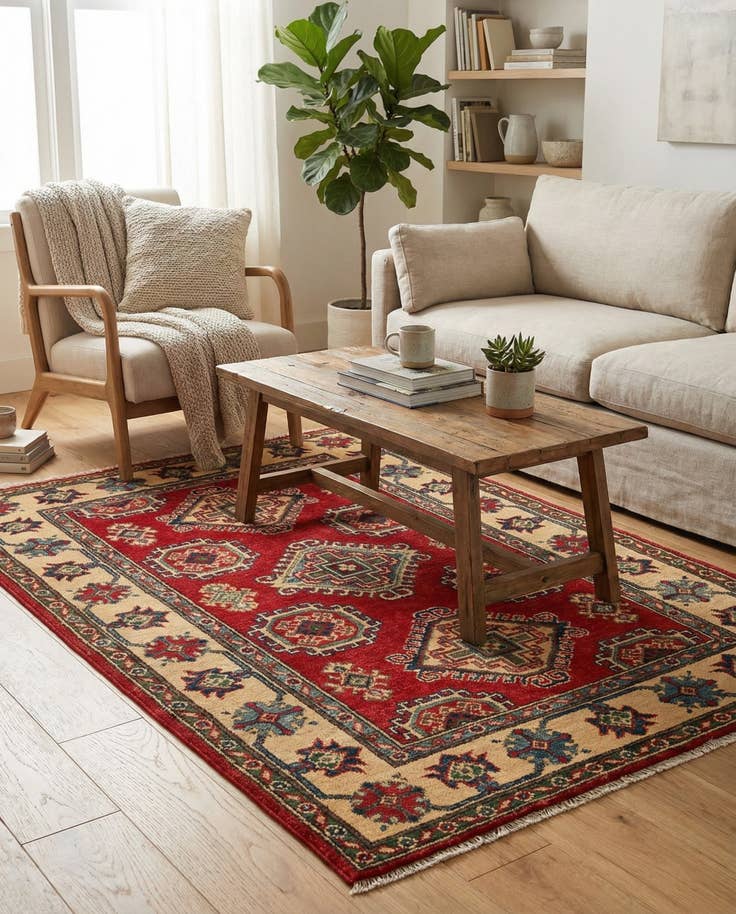 Detail image of 3' 4 x 5' 2 Hand Knotted Kazak Rug