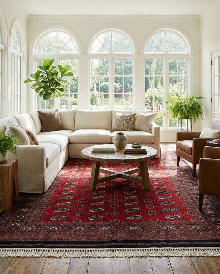 6' 1 x 8' 7 Hand Knotted Torkaman Persian Wool Rug