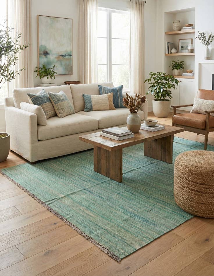 Detail image of  5' 3 x 8'  Hand Woven Kilim Modern Wool Rug