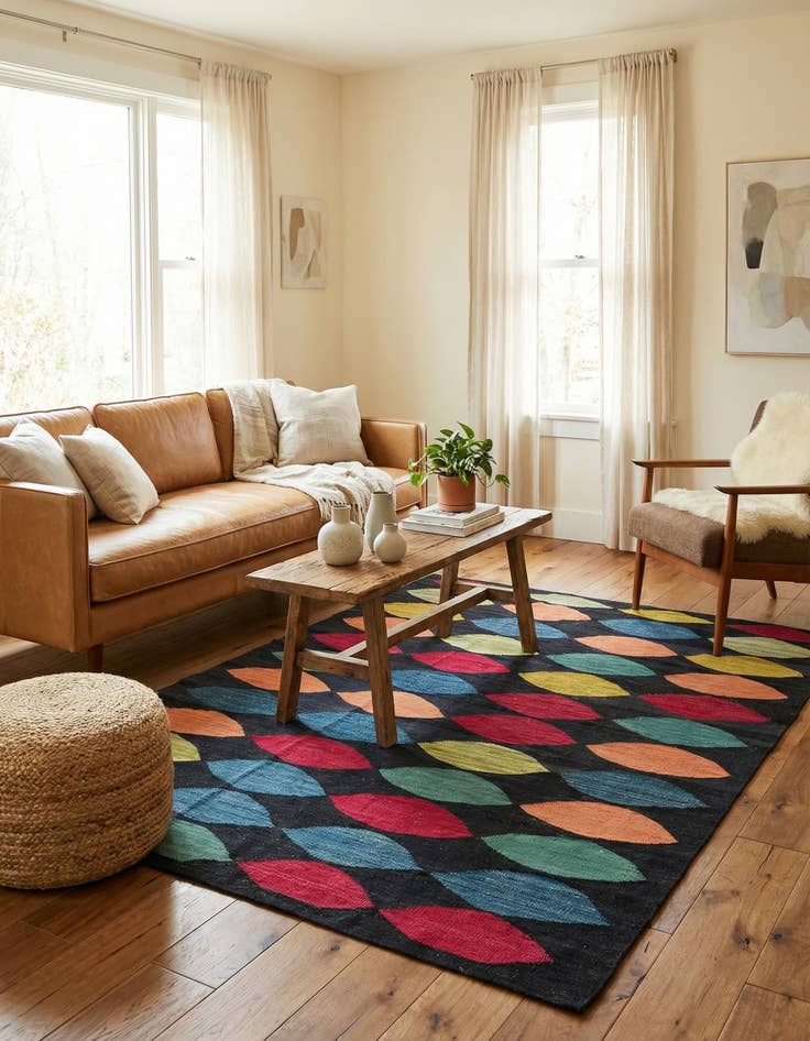 Detail image of 5' 8 x 8'  Hand Woven Kilim Modern Wool Rug