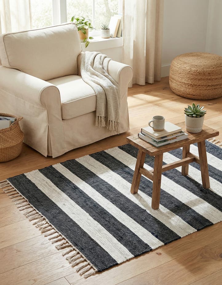 4' 1 x 6' 1 Hand Woven Chindi Rag Rug