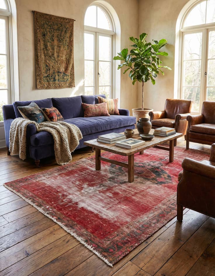 Detail image of  4' 1 x 6' 9  Hand Knotted Ultra Vintage Persian Wool Rug