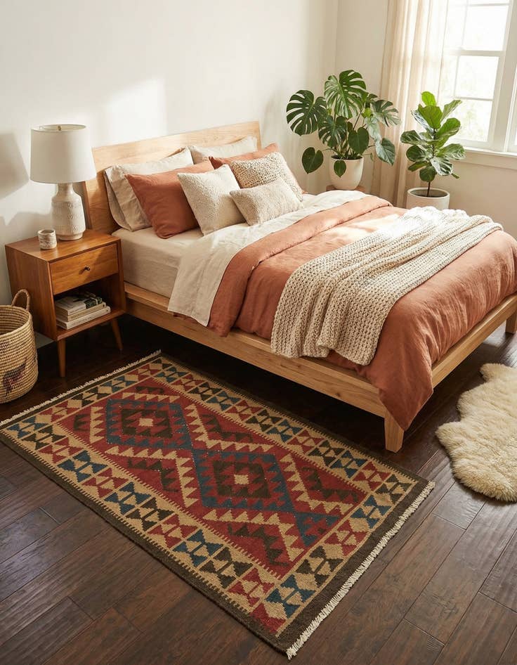 Detail image of 3' 4 x 5'  Hand Woven Kilim Maymana Wool Rug