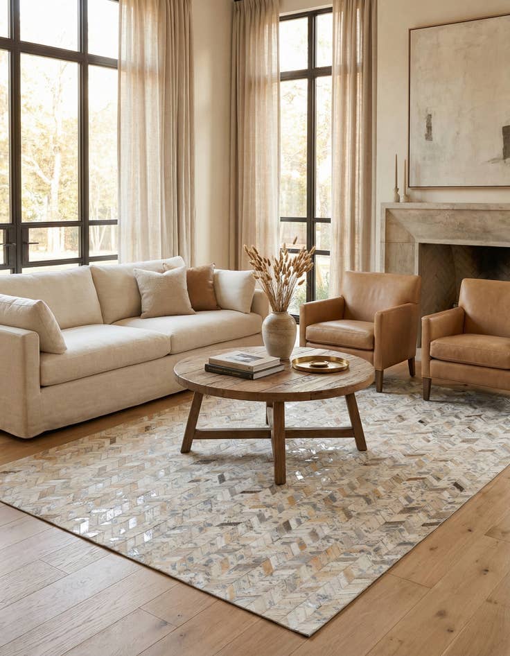 Detail image of 5' 1 x 8' Cowhide Stocks Rug