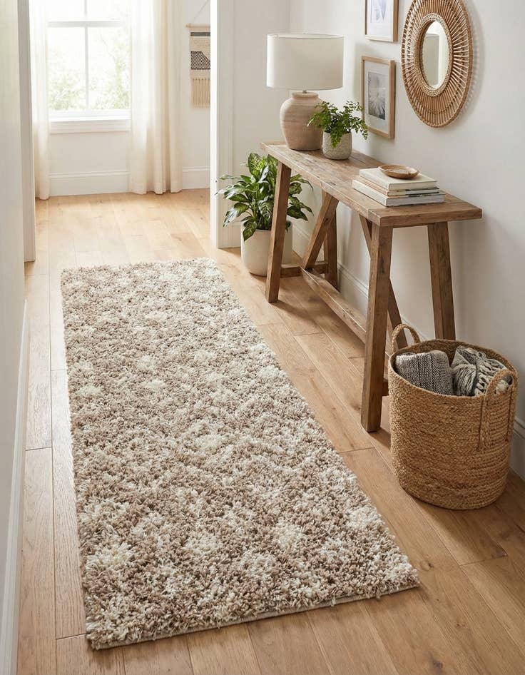 Detail image of 2' x 5' Moroccan Trellis Shag Runner Rug