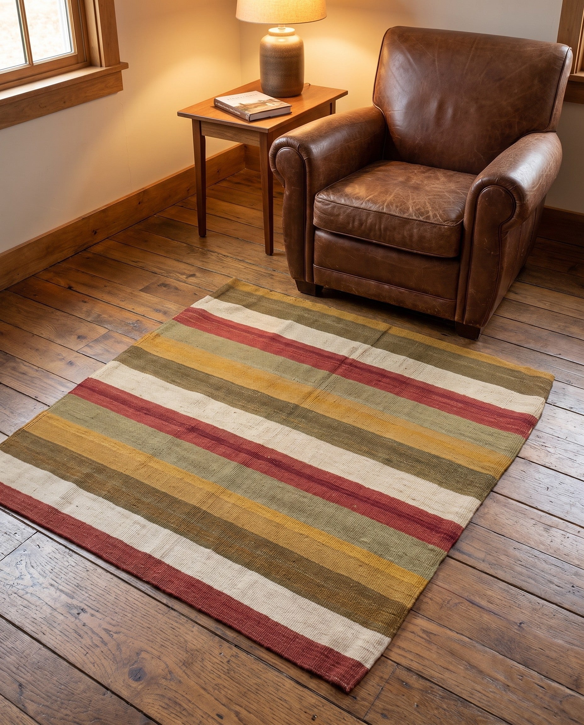 3' 2 x 3' 3 Hand Woven Pillow Wool Square Rug