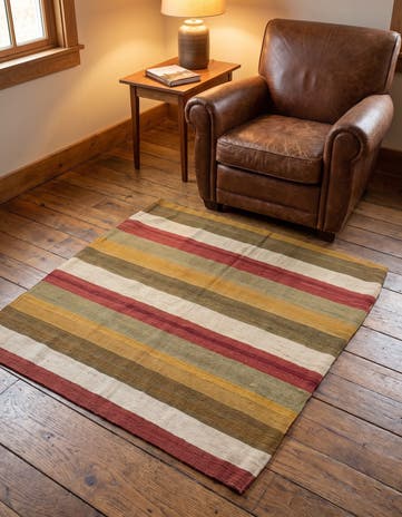 3' 2 x 3' 3 Hand Woven Pillow Wool Square Rug