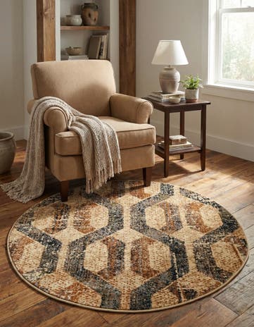 Beige Cream Saturn Round Rug