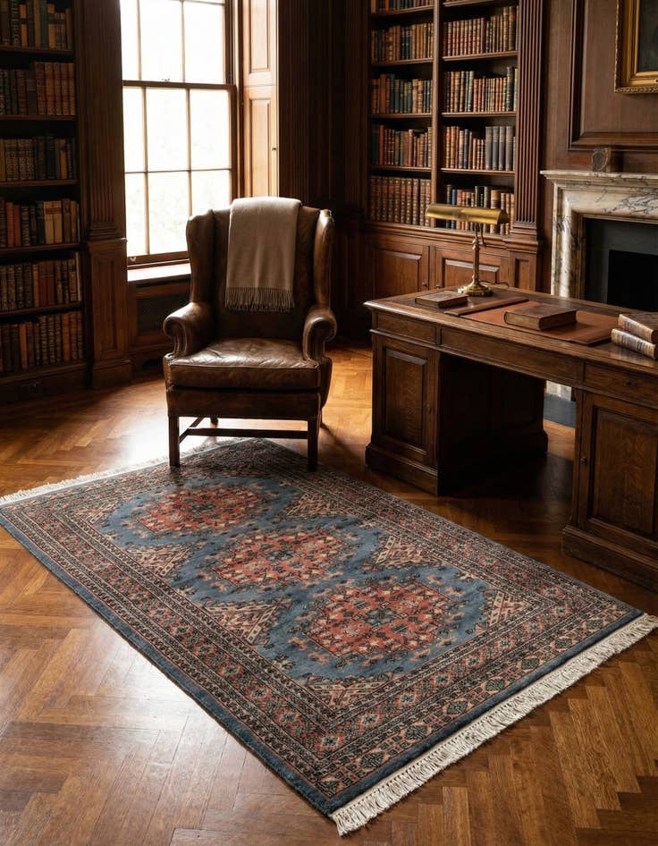 Detail image of 4' 4 x 6' 1  Hand Knotted Bokhara Oriental Wool Rug