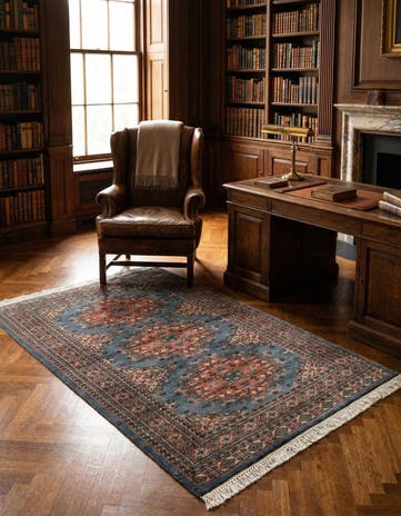 4' 4 x 6' 1 Hand Knotted Bokhara Oriental Wool Rug