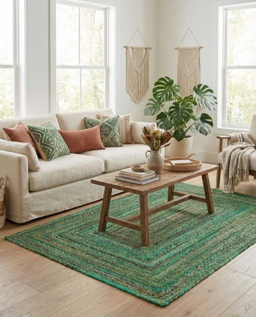  6' 1 x 9'  Hand Braided Chindi Rug