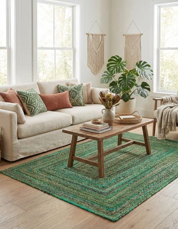 6' 1 x 9' Handmade Braided Chindi Rug