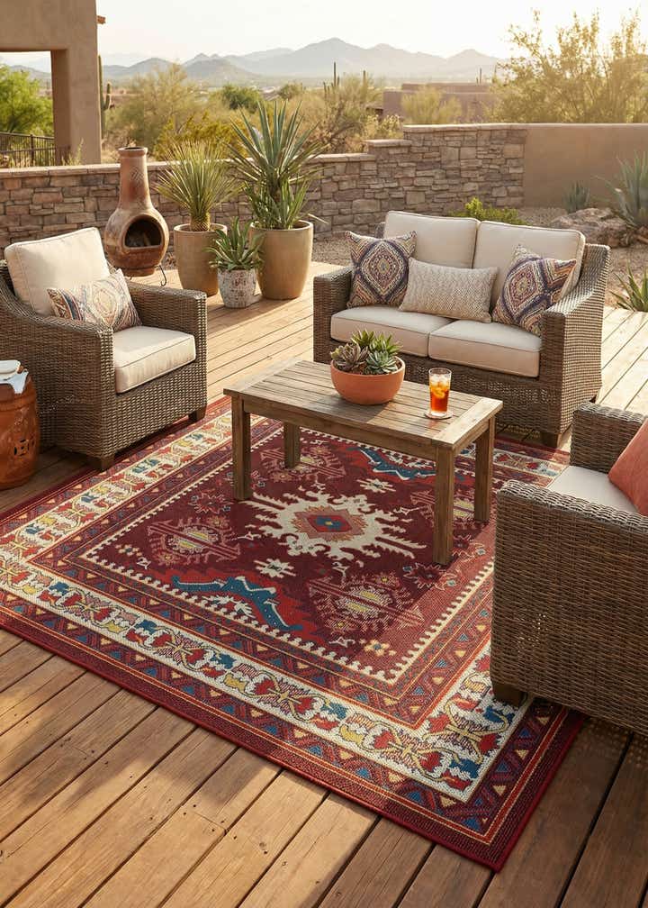 7' 10 x 7' 10 Easy-Clean Baja Indoor / Outdoor Square Rug