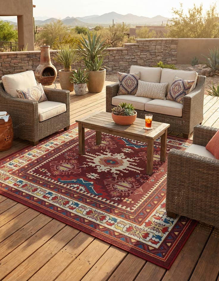 Detail image of 7' 10 x 7' 10  Washable Baja Indoor / Outdoor Square Rug