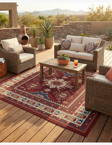 Red Easy-Clean Baja Indoor / Outdoor Square Rug
