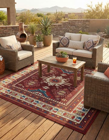Red Easy-Clean Baja Indoor / Outdoor Square Rug