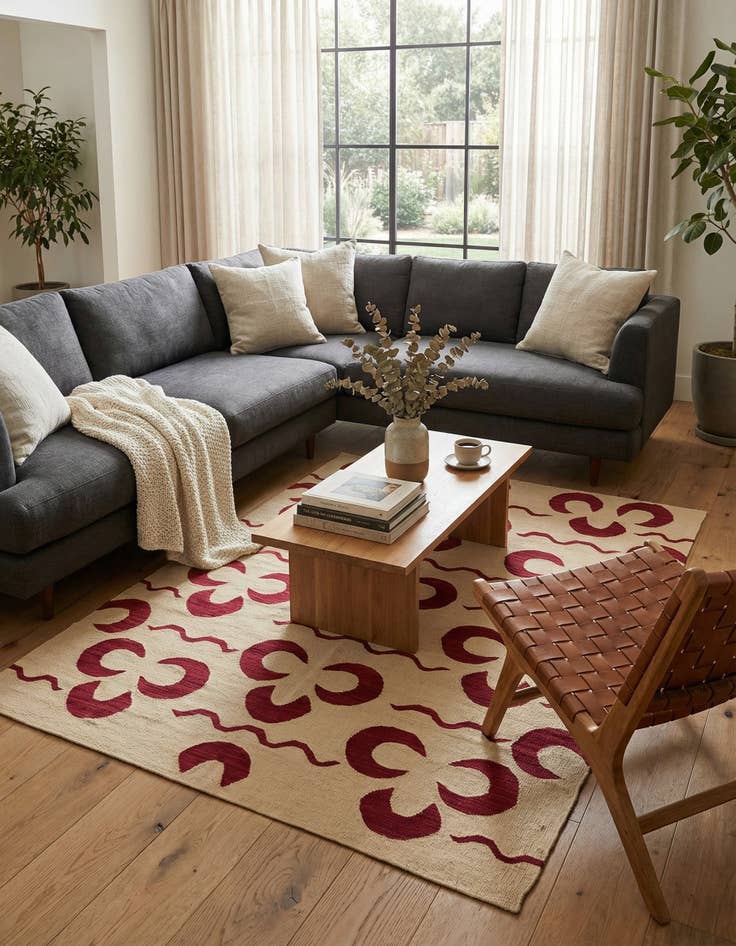 Detail image of 5' 4 x 6' 3  Hand Woven Kilim Modern Wool Rug