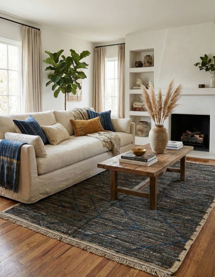 Detail image of 5' 3 x 8' 8  Hand Knotted Moroccan Wool Rug