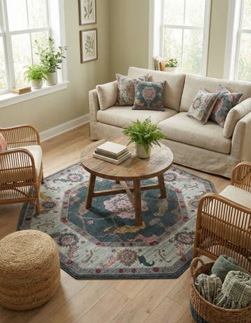 Gray and Blue Paragon Octagon Rug