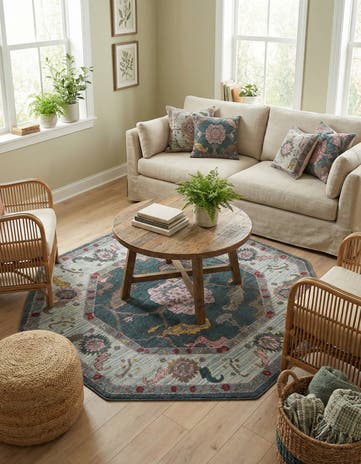 Gray and Blue Paragon Octagon Rug