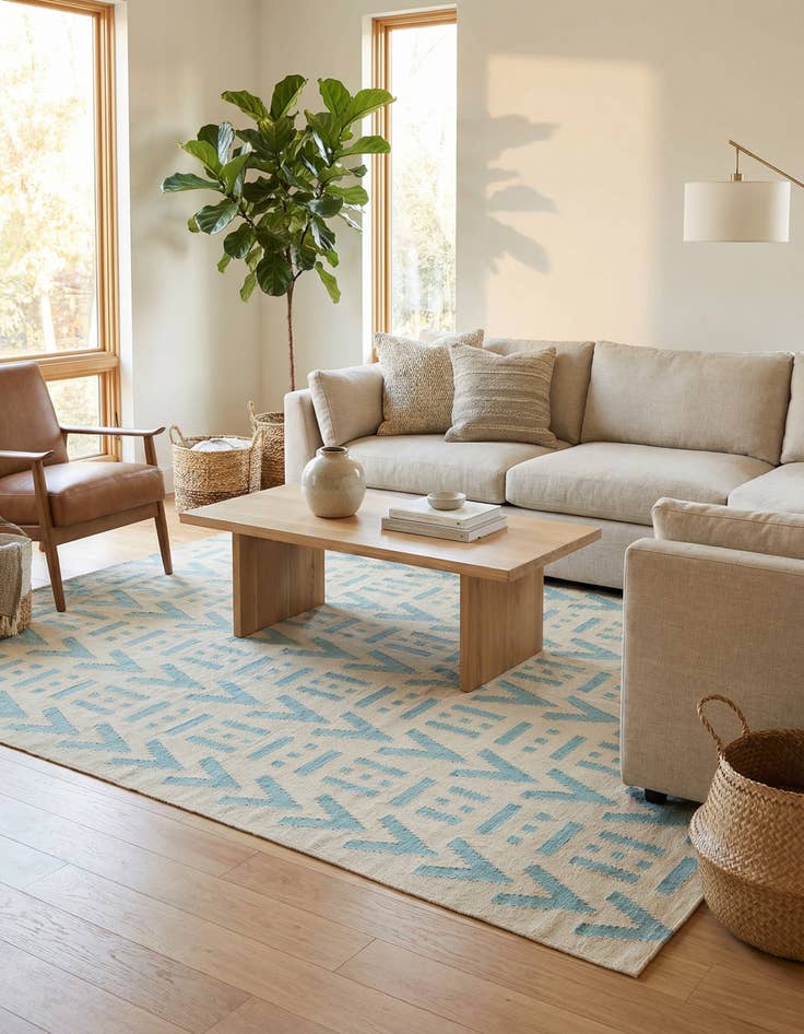 Detail image of 5' x 6' 1  Hand Woven Kilim Modern Wool Rug