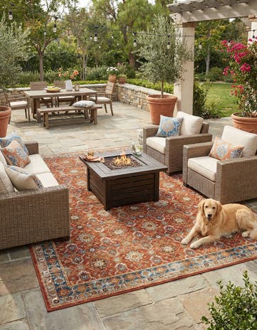 10' x 14' Easy-Clean Traditional Indoor / Outdoor Rug