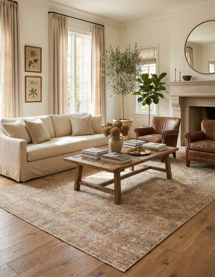 Detail image of 6' 4 x 9'  Hand Knotted Ultra Vintage Persian Wool Rug