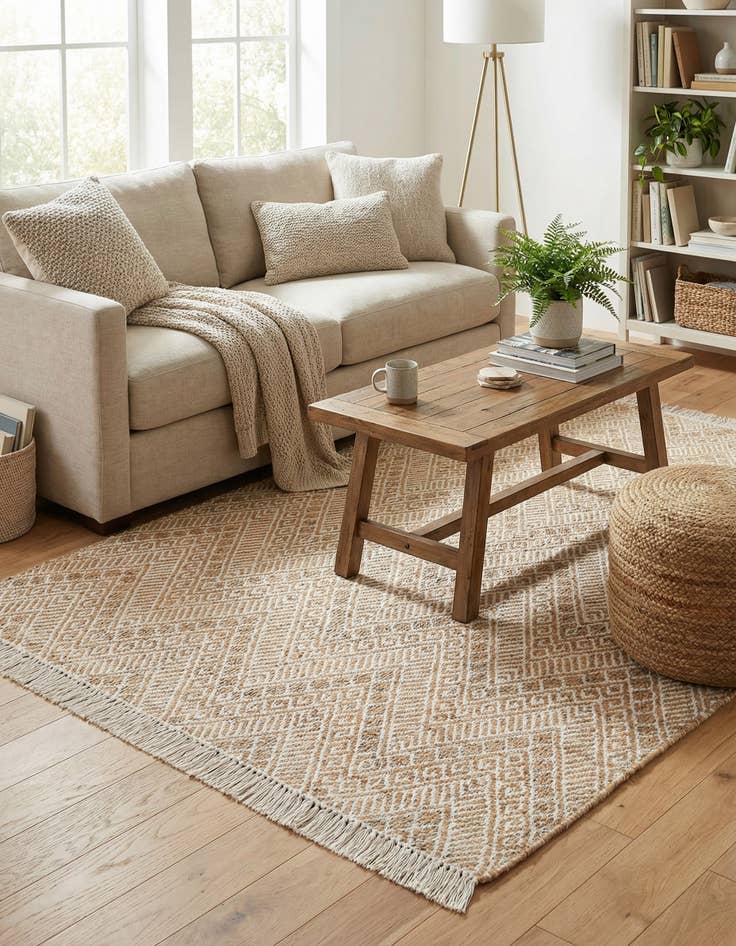 Detail image of 5' 1 x 8'  Hand Braided Jute Rug